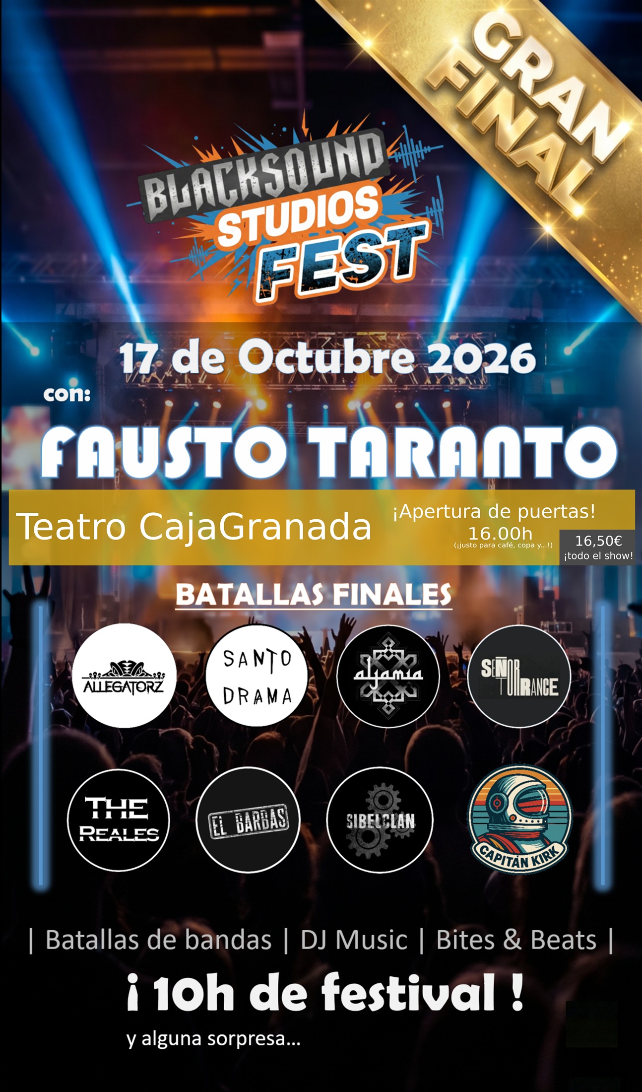 Cartel oficial de la Gran Final del BlackSound Studios Fest, 17 de octubre de 2026 en Teatro CajaGranada